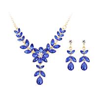 Tibetan Style Jewelry Sets, earring & necklace, gold color plated, oval chain & for woman & with rhinestone, more colors for choice, nickel, lead & cadmium free, 80x90mm,18x47mm, Length:Approx 17.72 Inch, Sold By Set