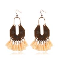 Zinc Alloy Tassel Earring with Cotton Thread brass earring hook plated for woman nickel lead & cadmium free Sold By Pair