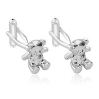 Brass Cufflinks Bear silver color plated Unisex nickel lead & cadmium free 15*17mm Sold By Pair