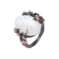 Zinklegierung Fingerring , mit Opal, plattiert, verschiedene Größen vorhanden & für Frau, keine, verkauft von PC