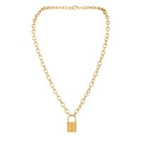 Zinc Alloy smykker halskæde, Lås, forgyldt, for kvinde, flere farver til valg, 25x15mm, Solgt Per Ca. 19.6 inch Strand