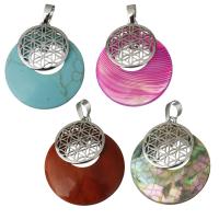 Brass Jewelry Pendants, with Gemstone, more colors for choice, nickel, lead & cadmium free, 28x32.50x7mm, Hole:Approx 5x7mm, Sold By PC