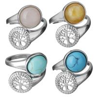 Brass Finger Ring, with Gemstone, hollow, more colors for choice, nickel, lead & cadmium free, 23mm,2.5mm, US Ring Size:8, Sold By PC
