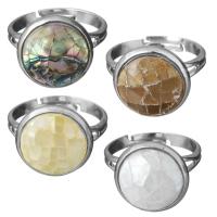 Кольца из латуни, Латунь, с Полудрагоценный камень, регулируемый, Много цветов для выбора, не содержит никель, свинец, 14mm,3.5mm, отверстие:Приблизительно 4x6mm, размер:8, продается PC