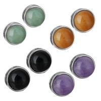 Brass Stud Earring with Gemstone nickel lead & cadmium free Approx Sold By Pair