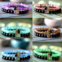 Gemstone Bracelets, with Tibetan Style, Unisex & different styles for choice & with rhinestone, 8mm, Sold Per 7.5 Inch Strand