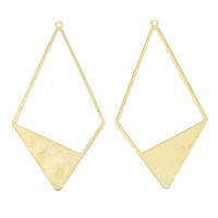 Brass Jewelry Pendants, Rhombus, hollow, gold, nickel, lead & cadmium free, 56x27x1mm, Hole:Approx 1mm, 100PCs/Bag, Sold By Bag