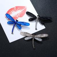 Zinc Alloy Brooches with Resin Dragonfly gun black plated micro pave rhinestone & for woman nickel lead & cadmium free 33*68mm Sold By Lot