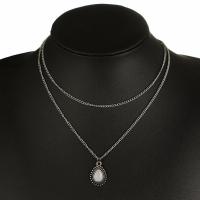 Cink Alloy nakit ogrlice, Suza, pozlaćen, Dvostruki sloj & za žene, srebro, Prodano Per Približno 15.7 inčni Strand