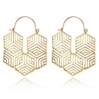 Tibetan Style Drop Earrings, plated, for woman & hollow, more colors for choice, 60x45mm, Sold By Pair