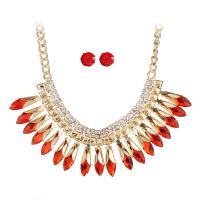 Zinc Alloy Jewelry Sets Stud Earring & necklace with Crystal with 5cm extender chain gold color plated twist oval chain & for woman nickel lead & cadmium free 10mm Length Approx 17.72 Inch Sold By Set