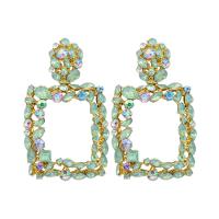 Tibetan Style Drop Earrings, Square, plated, for woman & with rhinestone, more colors for choice, nickel, lead & cadmium free, 75x45mm, Sold By Pair