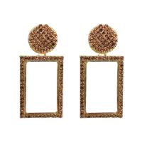 Zinc Alloy Drop Earrings with Glass Square plated for woman & with rhinestone nickel lead & cadmium free Sold By Pair