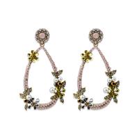 Zinc Alloy Drop Earrings with Plastic Pearl plated vintage & Bohemian style & for woman & with rhinestone nickel lead & cadmium free Sold By Pair