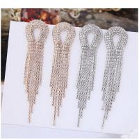 Zinc Alloy Stud Earring stainless steel post pin plated with rhinestone nickel lead & cadmium free 96*25mm Sold By Pair