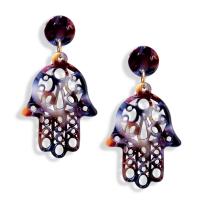 Acetate Drop Earring Hamsa for woman & hollow Sold By Pair