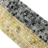 Rutilated Quarz Perle, poliert, facettierte, keine, 4mm, Bohrung:ca. 1mm, ca. 100-130PCs/Strang, verkauft von Strang