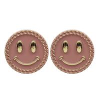 Acrylic Sewing Button, Smiling Face, plated, enamel, more colors for choice, 21x9mm, Hole:Approx 2mm, Approx 500PCs/Bag, Sold By Bag