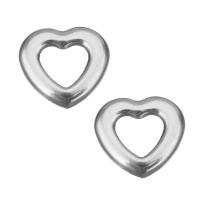 Acero inoxidable Linking Ring, Corazón, color original, 11x10.5x2mm,1.5mm, agujero:aproximado 6x5mm, aproximado 500PCs/Grupo, Vendido por Grupo