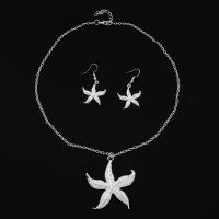 Zinc Alloy Jewelry Sets earring & necklace with 50 extender chain Starfish nickel lead & cadmium free 42*49mm 24*27mm 570mm Length Approx 21.2 Inch Sold By Set
