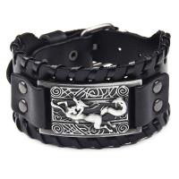 Faux Leather Bracelet, with Tibetan Style, plated, punk style & for man, more colors for choice, 275x40mm, Sold By PC
