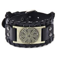 Faux Leather Bracelet, with Tibetan Style, plated, for man, more colors for choice, 275x40mm, Sold By PC