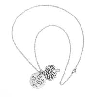 acier inoxydable collier de chandail, avec perle de plastique, Arbre de vie, unisexe & chaîne ovale & avec le motif de lettre & noircir, 25mm, 3mm, Vendu par Environ 23.6 pouce brin