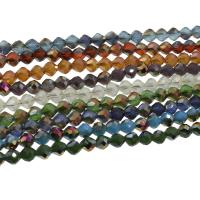 Grânulos de cristal, platinado colorido, mais cores para a escolha, 6x6mm, 100PCs/Strand, vendido para Aprox 23.22 inchaltura Strand
