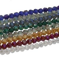 Kristall-Perlen, Kristall, bunte Farbe plattiert, facettierte & satiniert, mehrere Farben vorhanden, 8x8mm, 72/Strang, verkauft per ca. 22.04 ZollInch Strang