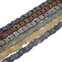 Kristall-Perlen, Kristall, Blume, bunte Farbe plattiert, mehrere Farben vorhanden, 9x9x6mm, Bohrung:ca. 1mm, 64PCs/Strang, verkauft per ca. 22.83 ZollInch Strang