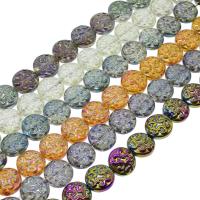 Flache runde Kristall Perlen, bunte Farbe plattiert, mehrere Farben vorhanden, 14x7mm, Bohrung:ca. 1mm, 47PCs/Strang, verkauft per ca. 25.19 ZollInch Strang