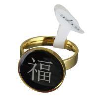Enamel Stainless Steel Finger Ring gold color plated Unisex black 4mm Sold By PC
