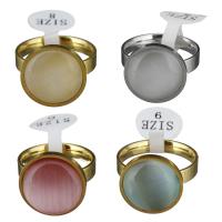 Prst prsten z nerezové oceli, Nerez, s Kočky Eye, různé velikosti pro výběr & pro ženy, více barev na výběr, 16x16mm,4mm, Otvor:Cca 1mm, Prodáno By PC
