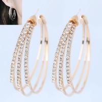 Zinc Alloy Stud Earring plated for woman & with rhinestone nickel lead & cadmium free 40mm Sold By Pair