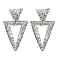 Tibetan Style Drop Earrings, Triangle, plated, for woman, more colors for choice, 55x32mm, Sold By Pair