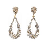 Zinc Alloy Drop Earrings Teardrop plated for woman & with rhinestone Sold By Pair