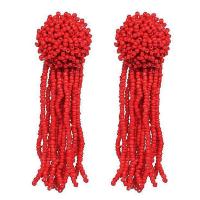 Zinc Alloy Tassel Earring with Seedbead plated for woman nickel lead & cadmium free 95*25mm Sold By Pair