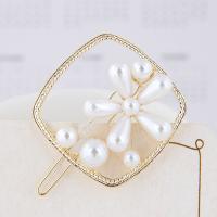 Hair Clip Zinc Alloy with Plastic Pearl gold color plated & for woman nickel lead & cadmium free Sold By PC