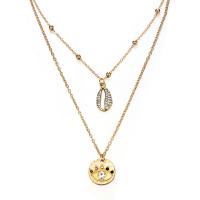 Zinc Alloy Necklace with Rhinestone gold color plated Double Layer & twist oval chain & for woman nickel lead & cadmium free Sold Per Approx 17.3 Inch Strand