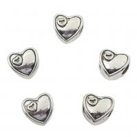 Tibetan Style Heart Beads, antique silver color plated, nickel, lead & cadmium free, 11x11x8mm, Hole:Approx 5mm, 2Bags/Lot, Approx 166PCs/Bag, Sold By Lot