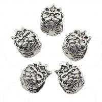 Tibetan Style Animal Beads, Lion, antique silver color plated, nickel, lead & cadmium free, 9x11x10mm, Hole:Approx 6mm, 2Bags/Lot, Approx 166PCs/Bag, Sold By Lot