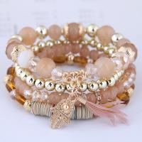 Zinc Alloy Wrap Bracelet with Acrylic plated multilayer & for woman nickel lead & cadmium free Sold Per 6.6 Inch Strand