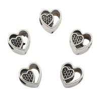 Tibetan Style Heart Beads, antique silver color plated, nickel, lead & cadmium free, 12x12x8mm, Hole:Approx 5mm, 2Bags/Lot, Approx 166PCs/Bag, Sold By Lot