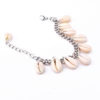 Iron Anklet, with Shell, with 60mm extender chain, Shell, plated, for woman, more colors for choice, nickel, lead & cadmium free, 220mm, Length:Approx 8.6 Inch, 5Strands/Lot, Sold By Lot