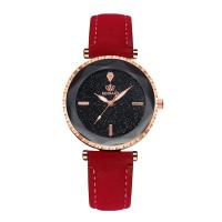 Women Wrist Watch PU Leather with Glass & Zinc Alloy plated for woman & with rhinestone Sold By PC