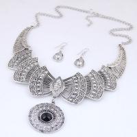 Tibetan Style Jewelry Sets, earring & necklace, plated, 2 pieces & for woman & with rhinestone, more colors for choice, nickel, lead & cadmium free, Length:17.7 Inch, Sold By Set