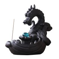 Backflow Incense Burner Porcelain with Glass Dragon Sold By PC