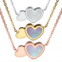 Titanstahl Halskette, mit Muschel, Herz, plattiert, Oval-Kette & für Frau, keine, 14mm, verkauft per ca. 17 ZollInch Strang
