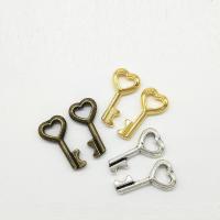 Tibetan Style Key Pendants, plated, hollow, more colors for choice, nickel, lead & cadmium free, 16x8x2mm, 100PCs/Bag, Sold By Bag