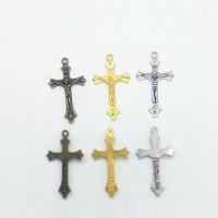 Zinklegering Cross Hangers, Zinc Alloy, Crucifix Cross, plated, meer kleuren voor de keuze, nikkel, lood en cadmium vrij, 43x24x3.50mm, Gat:Ca 3mm, 100pC's/Bag, Verkocht door Bag